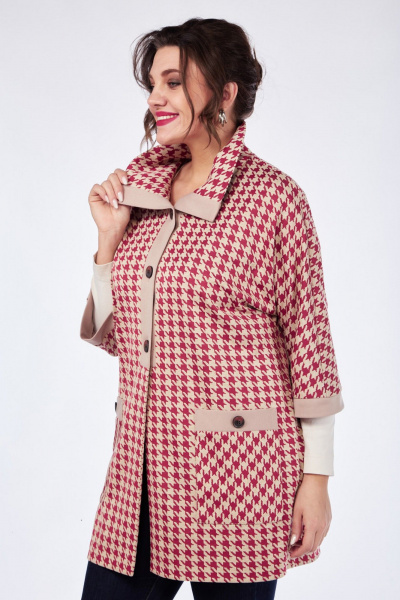 Блузон прямой с накладными карманами Matini 4.1626/1 красный+беж - фото 3