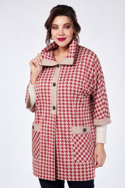 Блузон прямой с накладными карманами Matini 4.1626/1 красный+беж - фото 2