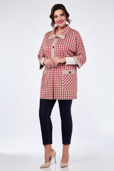 Блузон прямой с накладными карманами Matini 4.1626/1 красный+беж - фото 5