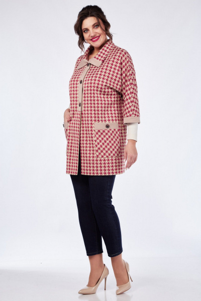 Блузон прямой с накладными карманами Matini 4.1626/1 красный+беж - фото 6