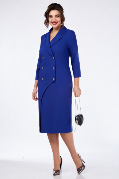 Платье в стиле жакета с двубортной застежкой в демисезон Matini 3.1677 василек - фото 5