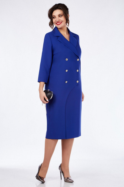Платье в стиле жакета с двубортной застежкой в демисезон Matini 3.1677 василек - фото 4