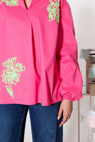 Блуза из хлопка с вышивкой и вырезом В-образной формы KOKOdea 4.26_розовый - фото 2