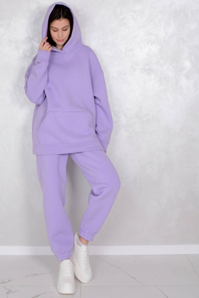 Брюки и свитшот костюм из трикотажа с начесом Patriciа 01-5720 сиреневый - фото 5