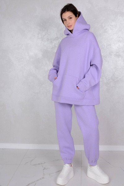 Брюки и свитшот костюм из трикотажа с начесом Patriciа 01-5720 сиреневый - фото 2