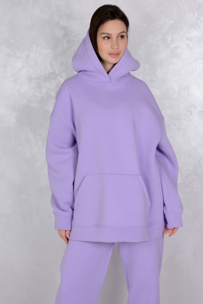 Брюки и свитшот костюм из трикотажа с начесом Patriciа 01-5720 сиреневый - фото 1