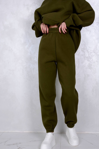 Брюки и свитшот костюм из трикотажа с начесом Patriciа 01-5720 хаки - фото 8