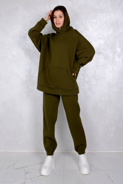 Брюки и свитшот костюм из трикотажа с начесом Patriciа 01-5720 хаки - фото 6