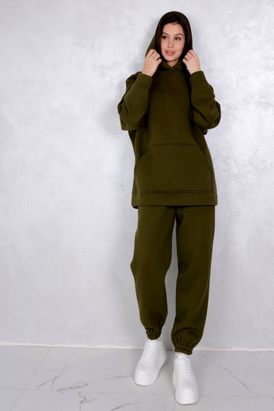 Брюки и свитшот костюм из трикотажа с начесом Patriciа 01-5720 хаки - фото 5