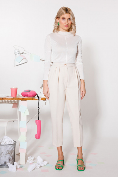 Зауженные брюки со стрелками из костюмной вискозы KOKOdea 214260.2_бежевый - фото 2