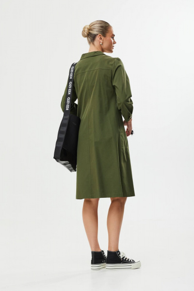 Платье А-силуэта с поясом и воланом Твой имидж 1561 хаки - фото 9