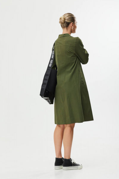 Платье А-силуэта с поясом и воланом Твой имидж 1561 хаки - фото 8