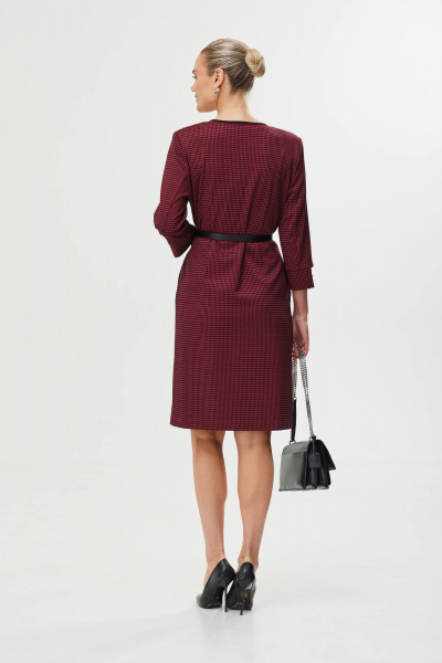 Платье с нагрудными вытачками, разрезом и ремнем Твой имидж 1629 бордо - фото 7