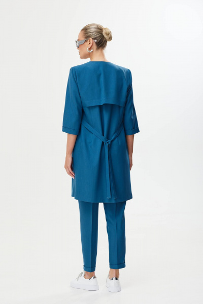 Брючный комплект из ткани с кардиганом и топом Твой имидж 1659 морская_волна - фото 5