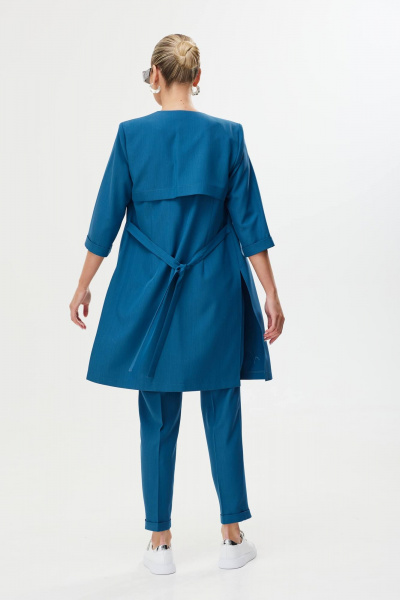 Брючный комплект из ткани с кардиганом и топом Твой имидж 1659 морская_волна - фото 4