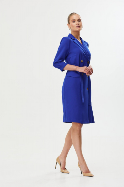 Платье деловое с складками на каждый день Твой имидж 1667 электрик - фото 10