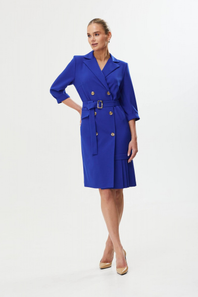 Платье деловое с складками на каждый день Твой имидж 1667 электрик - фото 8