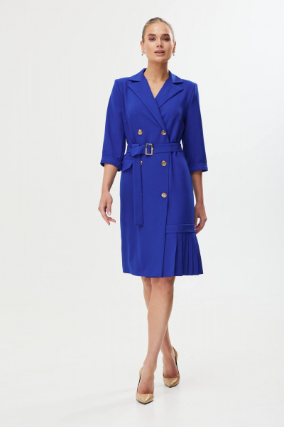 Платье деловое с складками на каждый день Твой имидж 1667 электрик - фото 1