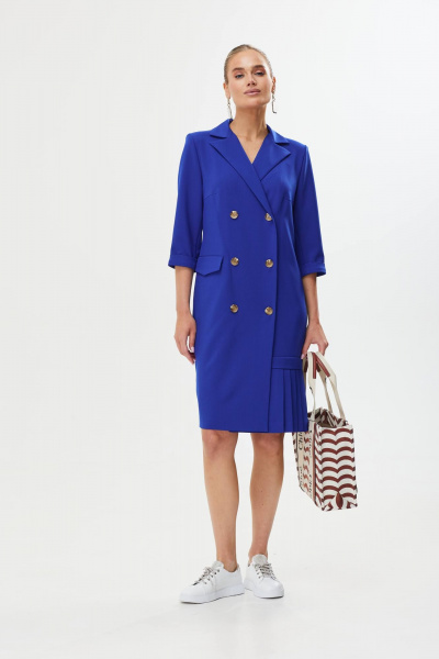 Платье деловое с складками на каждый день Твой имидж 1667 электрик - фото 6