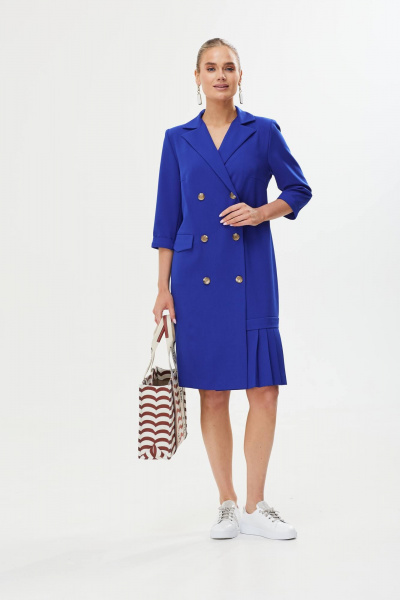 Платье деловое с складками на каждый день Твой имидж 1667 электрик - фото 3