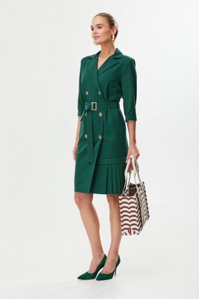 Зеленое платье в деловом и повседневном стиле из текстиля Твой имидж 1669 хвоя - фото 5