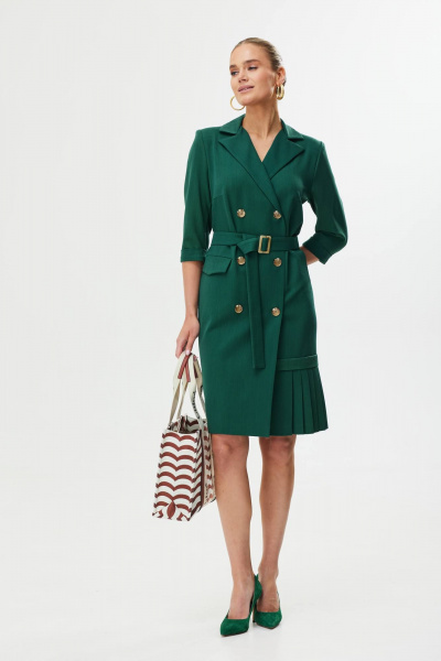 Зеленое платье в деловом и повседневном стиле из текстиля Твой имидж 1669 хвоя - фото 4