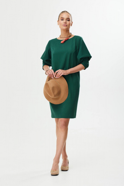 Демисезонное платье прямого силуэта с боковыми карманами Твой имидж 1731 хвоя - фото 8