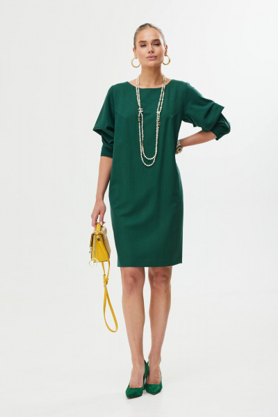 Демисезонное платье прямого силуэта с боковыми карманами Твой имидж 1731 хвоя - фото 1