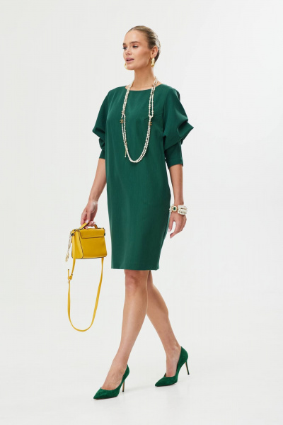 Демисезонное платье прямого силуэта с боковыми карманами Твой имидж 1731 хвоя - фото 4