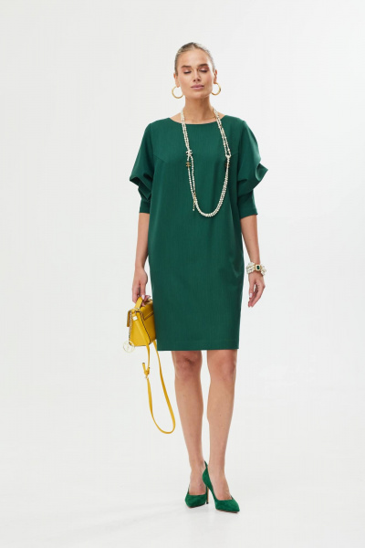 Демисезонное платье прямого силуэта с боковыми карманами Твой имидж 1731 хвоя - фото 5