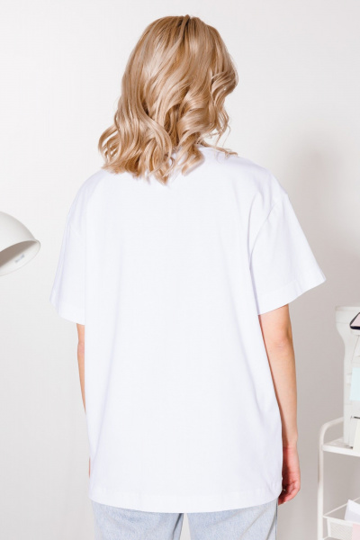 Футболка с вышивкой пайетками, классическая KOKOdea M21.26_белый - фото 6