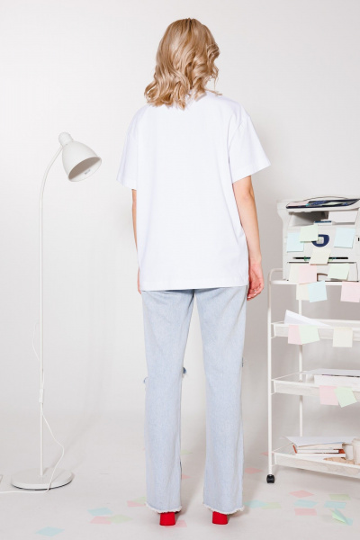 Футболка с вышивкой пайетками, классическая KOKOdea M21.26_белый - фото 5