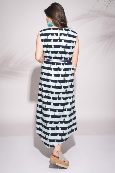 Летнее платье с кулисой, съемным декором и длинное Faufilure outlet С611 бирюзовый - фото 2