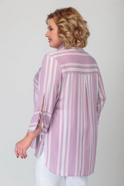Блуза БАГРЯНИЦА 2108 лиловый-полоска - фото 4