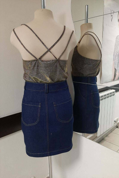 Юбка из джинса на лето с накладными карманами S. Veles 1-192 - фото 2
