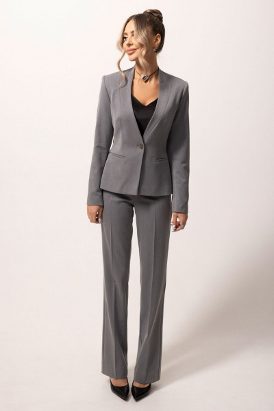 Деловой костюм с жакетом и брюками из текстиля Golden Valley 6172-1 серый - фото 1