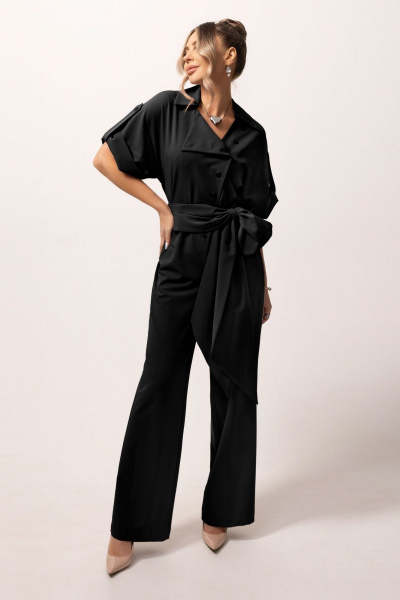 Демисезонный черный комбинезон из текстиля Golden Valley 1079-1 черный - фото 1