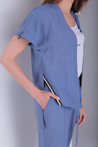 Брюки, накидка, топ Karina deLux B-153 бело-голубой - фото 3