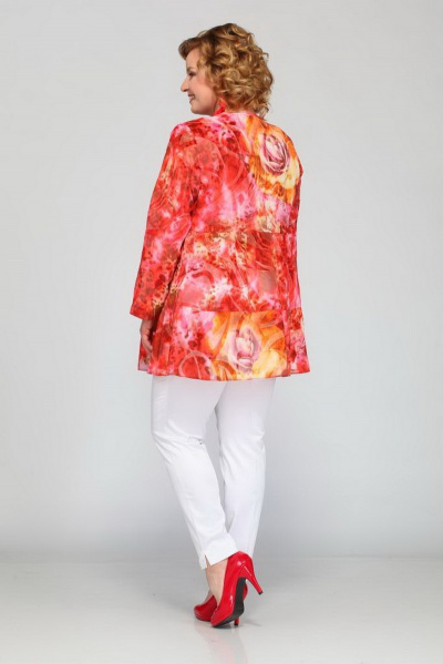 А-силуэта блуза с узорным шифонным материалом Djerza 0174е - фото 3