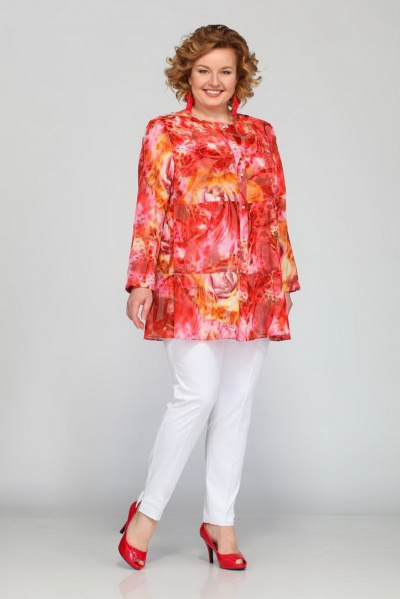 А-силуэта блуза с узорным шифонным материалом Djerza 0174е - фото 5