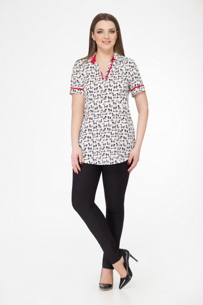 Блуза классическая из текстиля для повседневного стиля Медея и К 1838 собачки - фото 1