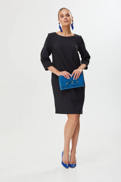 Элегантное платье с открытой спинкой и длинным рукавом Твой имидж 1715 черный - фото 7