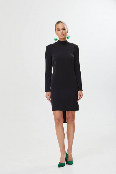 Элегантное платье с открытой спинкой и длинным рукавом Твой имидж 1715 черный - фото 3