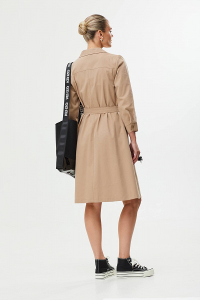 Платье А-силуэт с поясом и декоративной пряжкой Твой имидж 1561 бежевый - фото 11