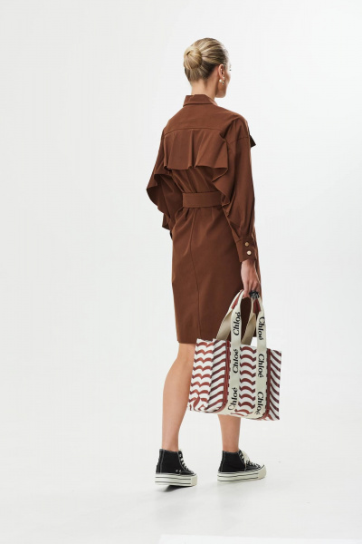 Платье прямого силуэта со спущенной линией плеча Твой имидж 1560 шоколад - фото 8