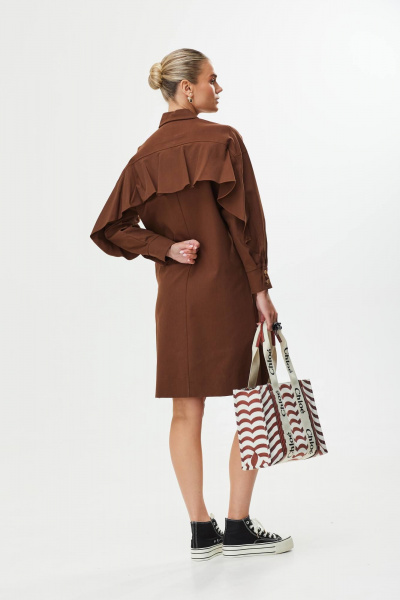 Платье прямого силуэта со спущенной линией плеча Твой имидж 1560 шоколад - фото 7