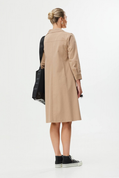 Платье А-силуэт с поясом и декоративной пряжкой Твой имидж 1561 бежевый - фото 8