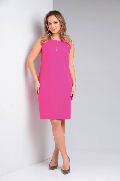 Демисезонный деловой комплект платье и жакет с лацканами TVIN 7688 розовый - фото 7