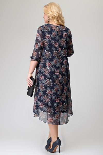 Платье приталенное шифоновое с воланом и кружевом Algranda А3946-5 - фото 3