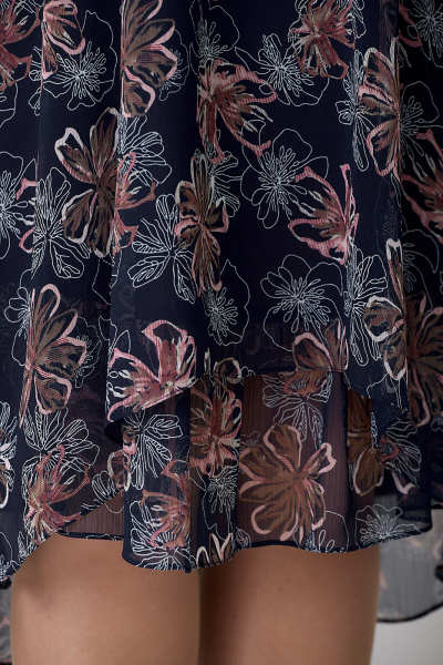 Платье приталенное шифоновое с воланом и кружевом Algranda А3946-5 - фото 6